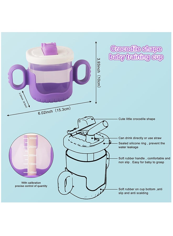 Arabest Baby Transition Training Cup With Lid, Straw And Handles 300ML, Purple - Image 4