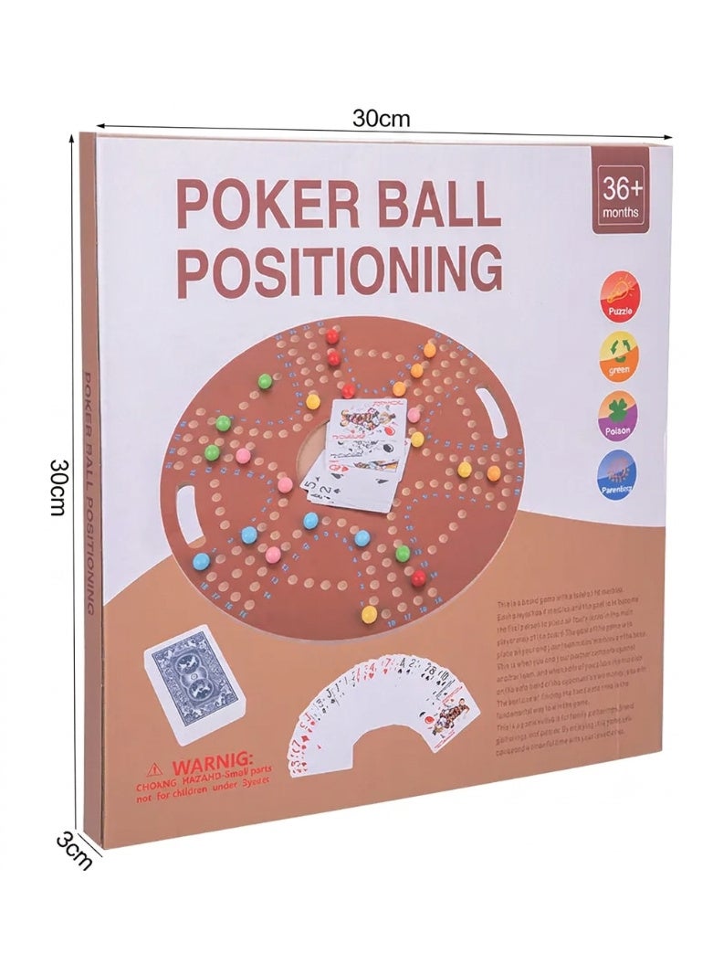 A 30-cm round wooden game board with glass marbles and playing cards—an interactive, entertaining board game for family and friends - Image 2