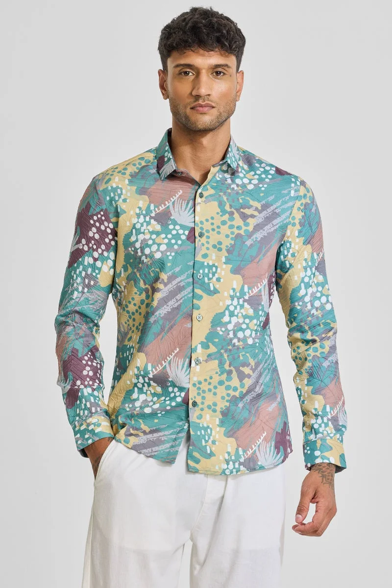 سنيتش قميص بقصة ضيقة بطبعة تجريدية متعددة