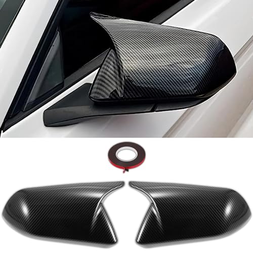 Qlhshop Side Mirror Cover Caps Carbon Fiber Gloss Trim for 2015-2024 Ford Mustang GT/Ecoboost/Shelby Car Aesthetic Decorations Exterior Mods Tuning Parts - Without Mirror Turn Signal Cutout - Image 1