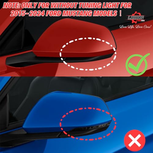 Qlhshop Side Mirror Cover Caps Carbon Fiber Gloss Trim for 2015-2024 Ford Mustang GT/Ecoboost/Shelby Car Aesthetic Decorations Exterior Mods Tuning Parts - Without Mirror Turn Signal Cutout - Image 5