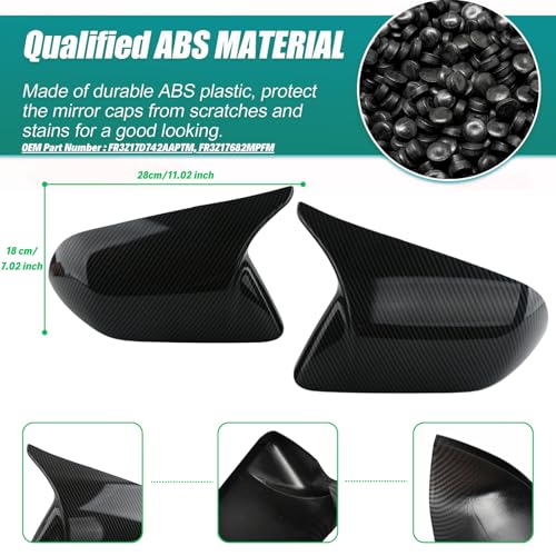 Qlhshop Side Mirror Cover Caps Carbon Fiber Gloss Trim for 2015-2024 Ford Mustang GT/Ecoboost/Shelby Car Aesthetic Decorations Exterior Mods Tuning Parts - Without Mirror Turn Signal Cutout - Image 3