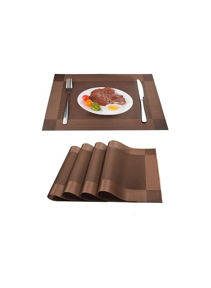 General Placemats Set of 4, Heat-Resistant Woven Vinyl Placemat, Non-Slip Washable PVC Table Mat, Plastic Table Mats for Dining Table, Kitchen Table 30x45 cm  - Image 1