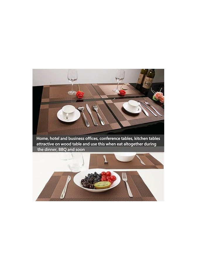 General Placemats Set of 4, Heat-Resistant Woven Vinyl Placemat, Non-Slip Washable PVC Table Mat, Plastic Table Mats for Dining Table, Kitchen Table 30x45 cm  - Image 4