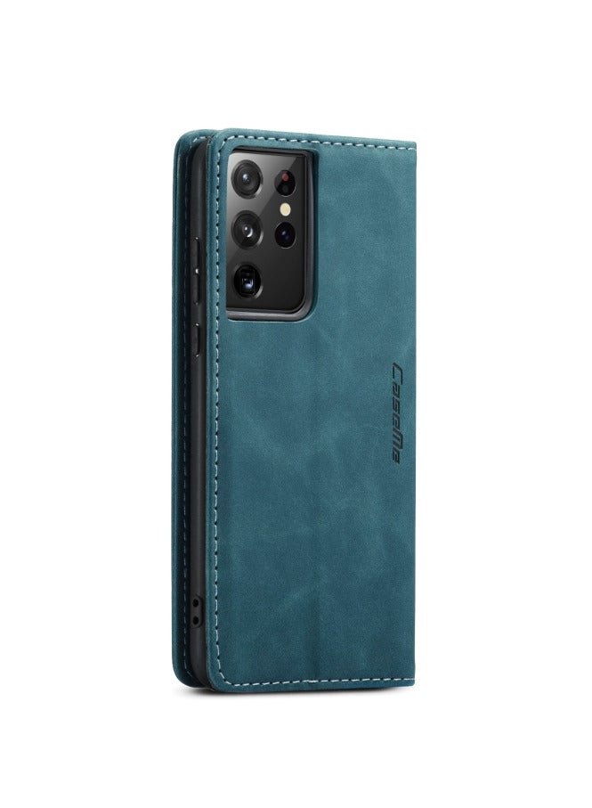 CaseMe Samsung Galaxy S21 Ultra Case Wallet, for Samsung Galaxy S21 Ultra Wallet Case Book Folding Flip Folio Case with Magnetic Kickstand Card Slots Protective Cover - Green - Image 3