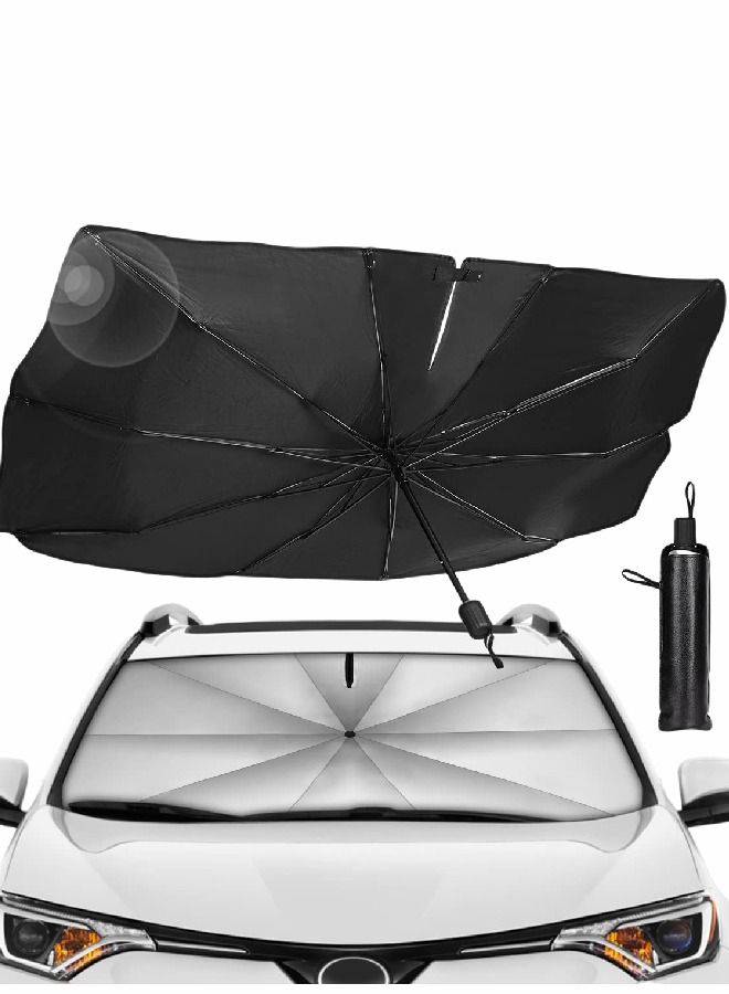 ShebSheb Car Windshield Sun Shade Umbrella,Foldable Car Umbrella Sunshade Cover UV Block Car Front Window (Heat Insulation Protection) for Auto Windshield Covers Most Cars - Image 1