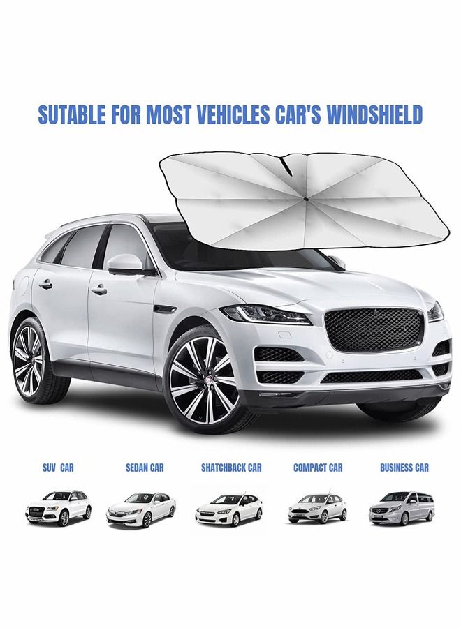 ShebSheb Car Windshield Sun Shade Umbrella,Foldable Car Umbrella Sunshade Cover UV Block Car Front Window (Heat Insulation Protection) for Auto Windshield Covers Most Cars - Image 4