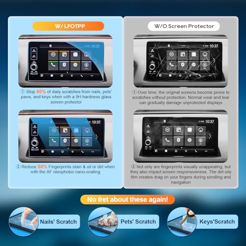LFOTPP 2023-2026 CRV Screen Protector Glass 9-Inch 2023-2025 CRV[EX-L/Sport/Touring/Hybrid/E:FCEV]2026 CRV [Sport Touring Hybrid]2023-2025(Honda Civic/HRV/Integra/Pilot/Ridgeline/2025-2026 ADX A-SpecAdvance) - Image 2