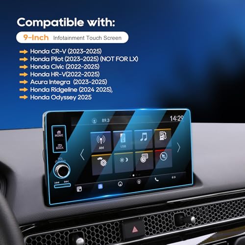 LFOTPP 2023-2026 CRV Screen Protector Glass 9-Inch 2023-2025 CRV[EX-L/Sport/Touring/Hybrid/E:FCEV]2026 CRV [Sport Touring Hybrid]2023-2025(Honda Civic/HRV/Integra/Pilot/Ridgeline/2025-2026 ADX A-SpecAdvance) - Image 3