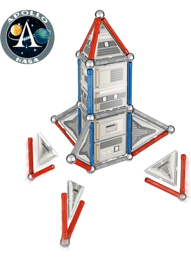 GEOMAG Geomag 810 Special Edition Magnetic Construction NASA Rocket, 84 Pieces, White/Grey/Red - Image 4