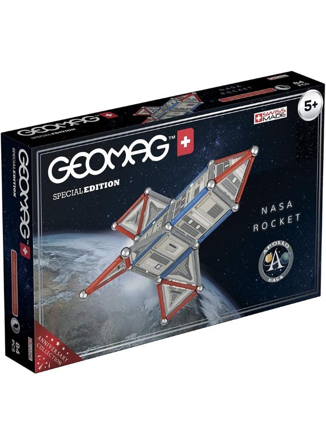 GEOMAG Geomag 810 Special Edition Magnetic Construction NASA Rocket, 84 Pieces, White/Grey/Red - Image 1