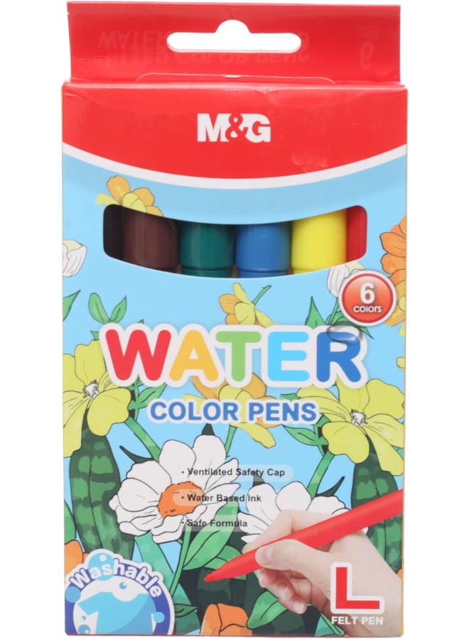 ام اند جي أقلام تلوين على شكل حرف L، إبداعات فنية مشرقة، رأس كبير، تدفق سلس، 6 ألوان - Image 4