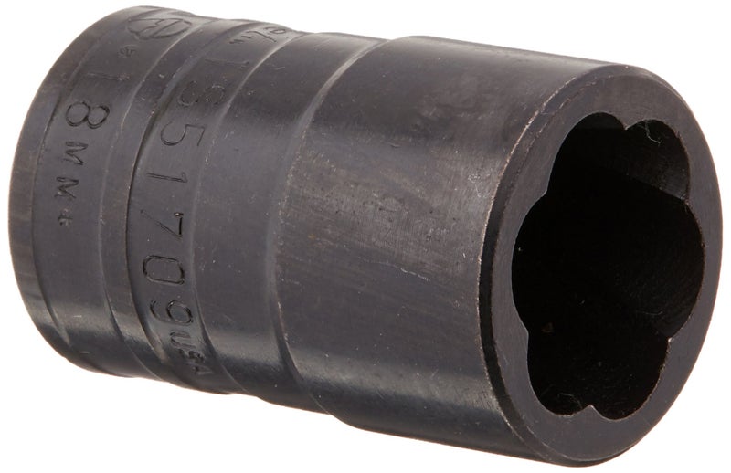 Williams 1/2 Inch Drive TURBOSOCKET Salvage Socket, Metric Size 18 mm, Remove Damaged Nuts and Bolts, Usable On All Types of Standard Nuts and Bolts, Black Industrial Finish - Image 1