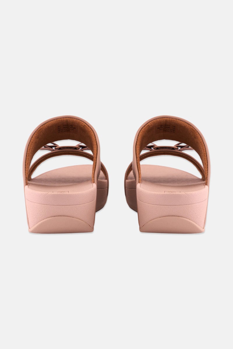 FitFlop صنادل جلدية وردية للنساء مع فيونكة روزا - Image 2