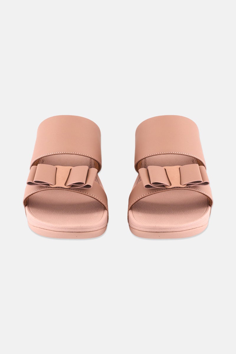 FitFlop صنادل جلدية وردية للنساء مع فيونكة روزا - Image 3