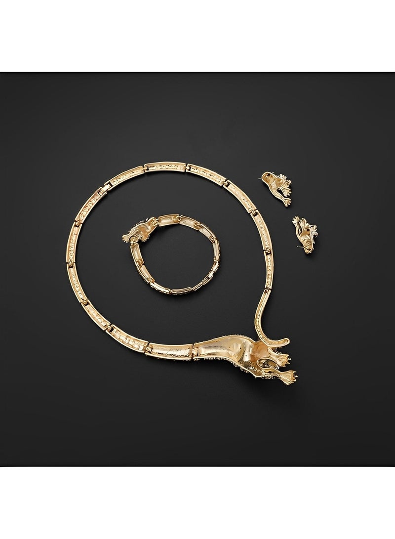 ريوكل طقم مجوهرات نسائي مكون من 4 قطع عقد وأقراط وسوار وخاتم من الكريستال الأنيق لحفلات الزفاف والزفاف، طقم مجوهرات تنكرية للسيدات لتتناسب مع الفستان - Image 4