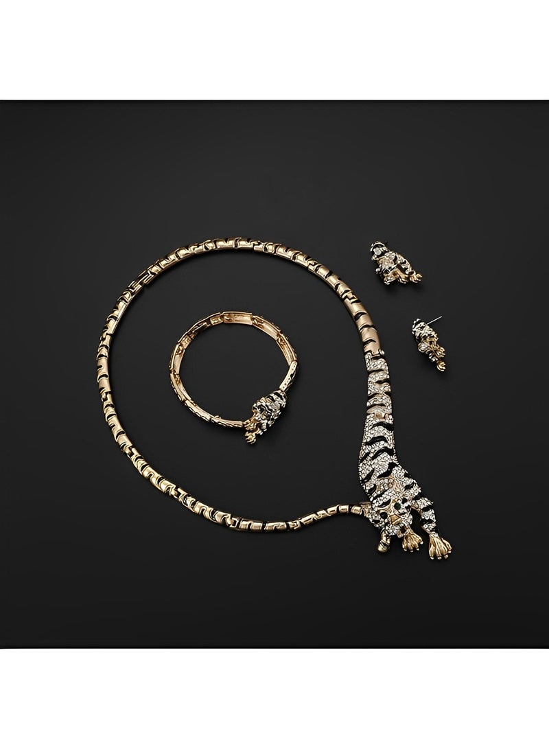 ريوكل طقم مجوهرات نسائي مكون من 4 قطع عقد وأقراط وسوار وخاتم من الكريستال الأنيق لحفلات الزفاف والزفاف، طقم مجوهرات تنكرية للسيدات لتتناسب مع الفستان - Image 3