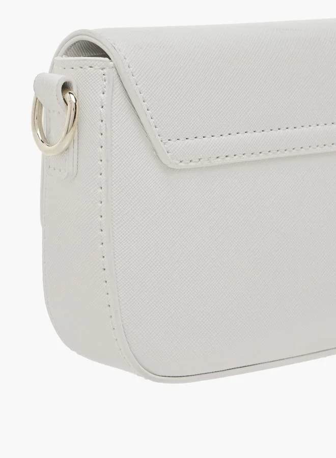 Flora Bella By Shoexpress Women's Embellished Crossbody Bag with Detachable Strap and Magnetic Button Closure