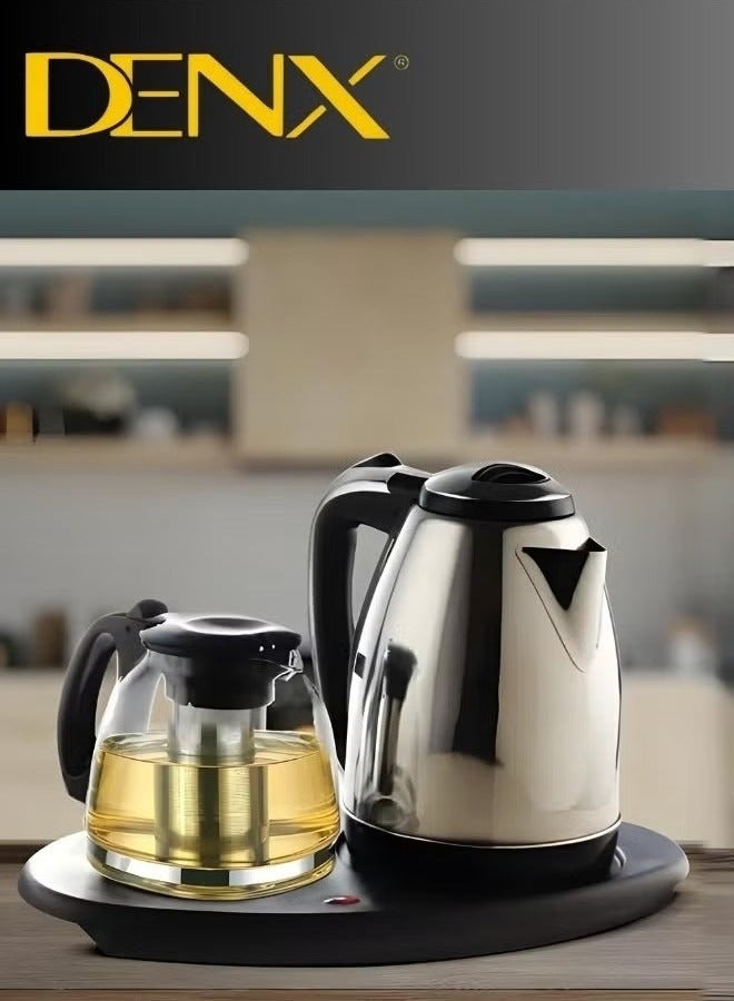 Denx Electric Kettle With Tea Tray & Automatic Shut-Off Feature, Transparent Glass Tea Maker With Filter - Image 4