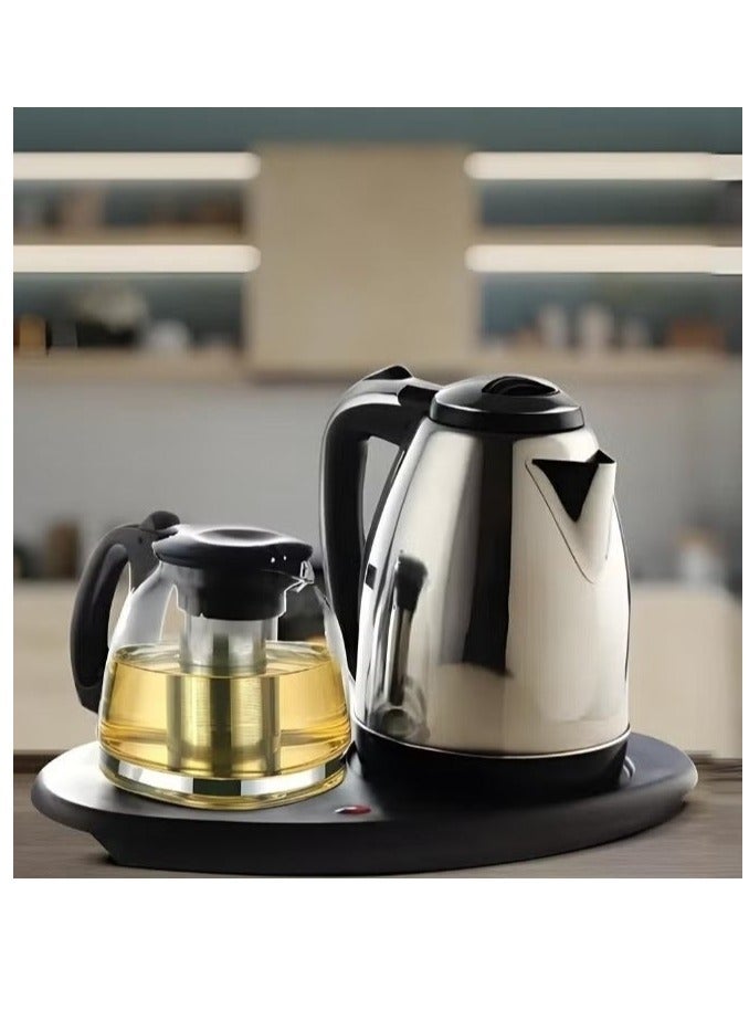 Denx Electric Kettle With Tea Tray & Automatic Shut-Off Feature, Transparent Glass Tea Maker With Filter - Image 2