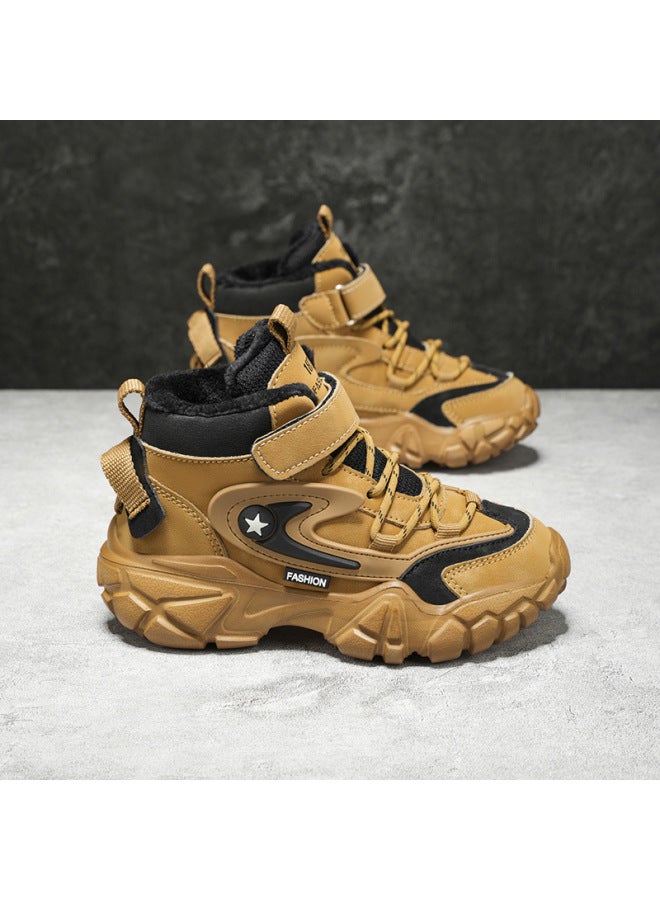 Winter New Children's Cotton Shoes With Plush Lining, Thickened Snow Boots, Fashion Boots, Dad Shoes, Snow Boots