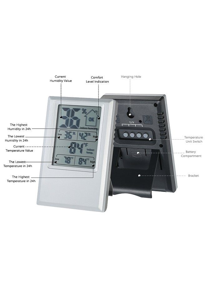 Generic - °C/°F Digital Thermometer Hygrometer Indoor Temperature Humidity Meter Max Min Value Comfort Level Display - Image 1