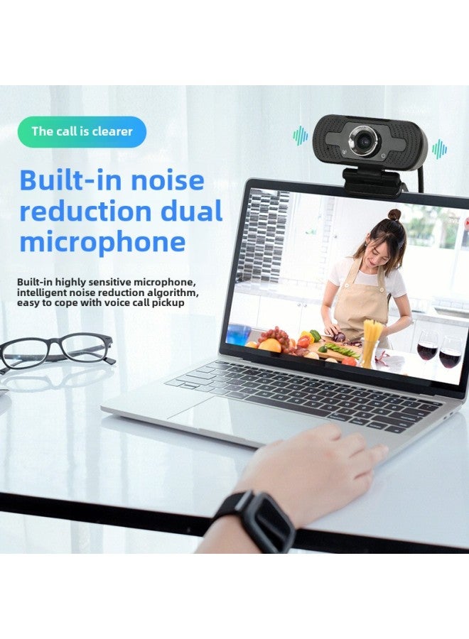 High Definition USB Computer Camera Built-In Microphone Fixed Focus Notebook 1080P Video Conference Camera LEDEFU CV62-1080P-Color:Black  - Image 3
