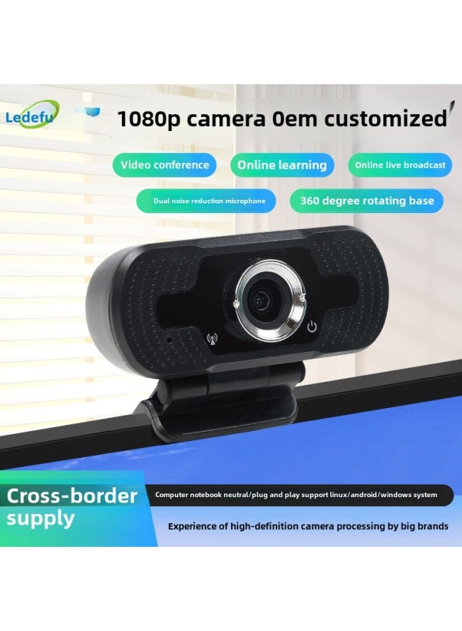 High Definition USB Computer Camera Built-In Microphone Fixed Focus Notebook 1080P Video Conference Camera LEDEFU CV62-1080P-Color:Black  - Image 1