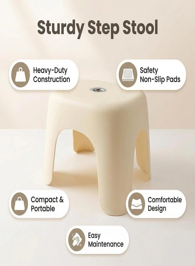 Rabihike Plastic Step Stool, Heavy-Duty ABS Bathroom Shower Stool with Non-Slip Rubber Pads, Light Beige - Image 2