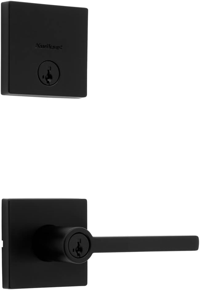 Kwikset Kwikset 991 Halifax Keyed Entry Lever and Single Cylinder Deadbolt Combo Pack Featuring SmartKey and Microban in Matte Black  - Image 1