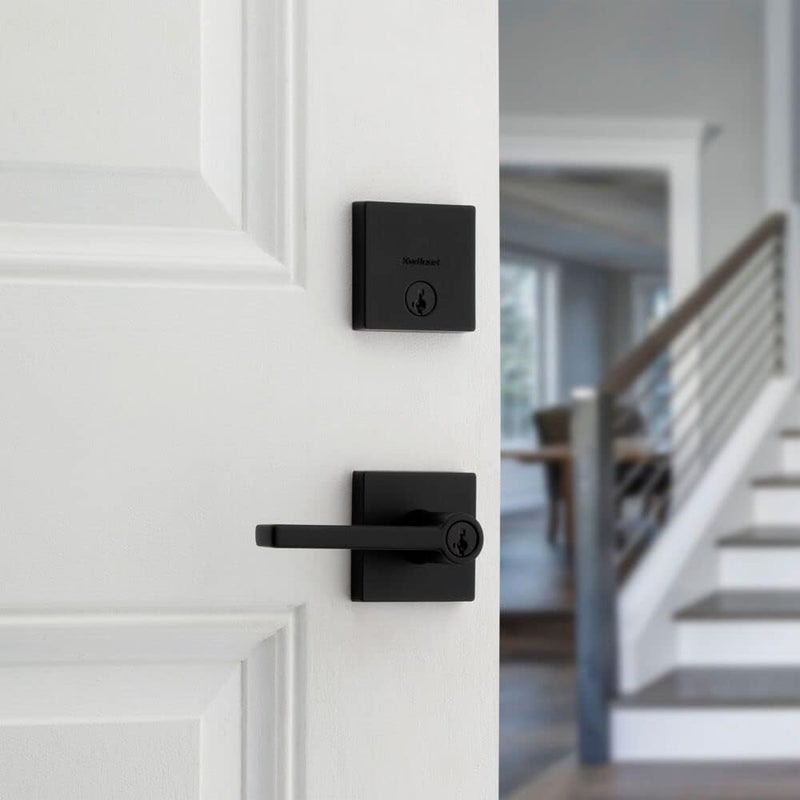 Kwikset Kwikset 991 Halifax Keyed Entry Lever and Single Cylinder Deadbolt Combo Pack Featuring SmartKey and Microban in Matte Black  - Image 5
