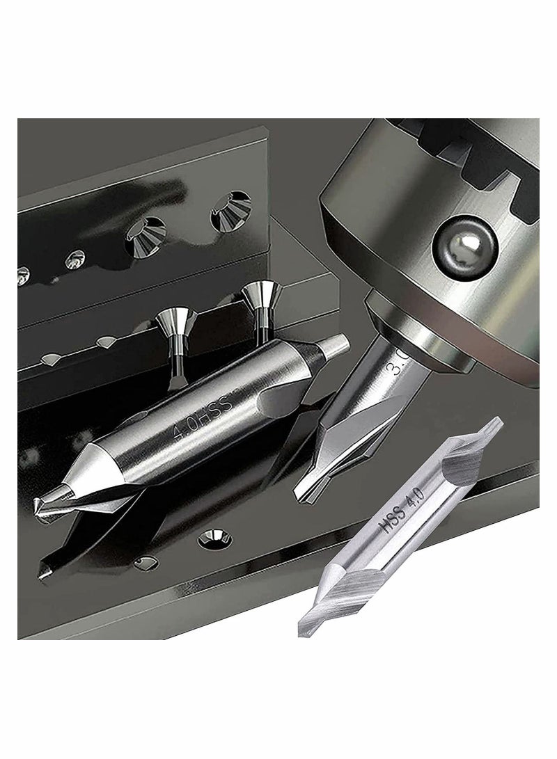 NIBEMINENT Combined Center Drill Bit Set 7 Pieces HSS 60 Degree Countersink Lathe Mill Tooling 1.0 1.5 2.0 2.5 3.0 4.0 5.0mm for Positioning and Chamfering of Wood Metal Alloys  - Image 2