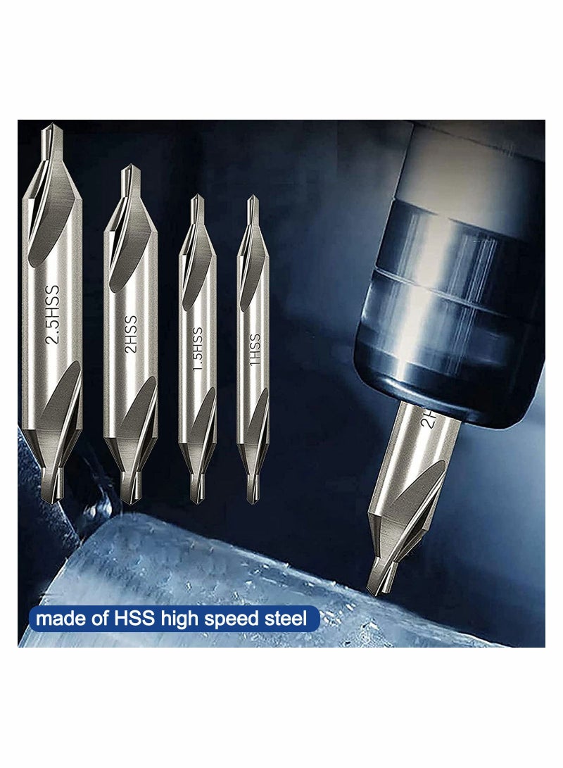 NIBEMINENT Combined Center Drill Bit Set 7 Pieces HSS 60 Degree Countersink Lathe Mill Tooling 1.0 1.5 2.0 2.5 3.0 4.0 5.0mm for Positioning and Chamfering of Wood Metal Alloys  - Image 3