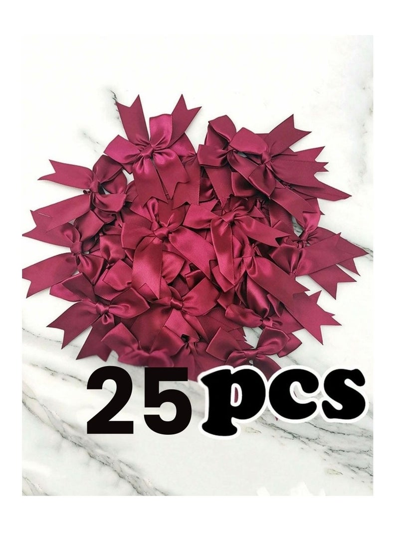 Burgundy  satin bow ribbon for decorating boxes, gifts and birthday parties, 25 pieces - Image 2