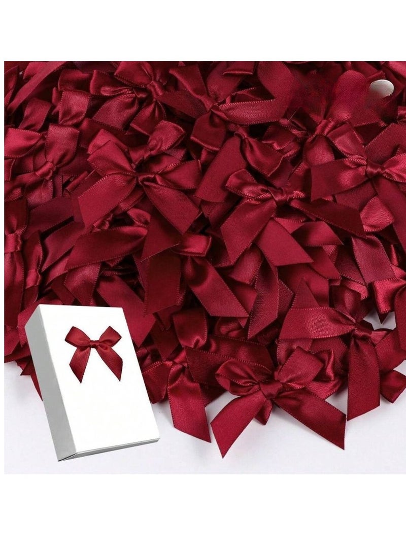 Burgundy  satin bow ribbon for decorating boxes, gifts and birthday parties, 25 pieces - Image 1