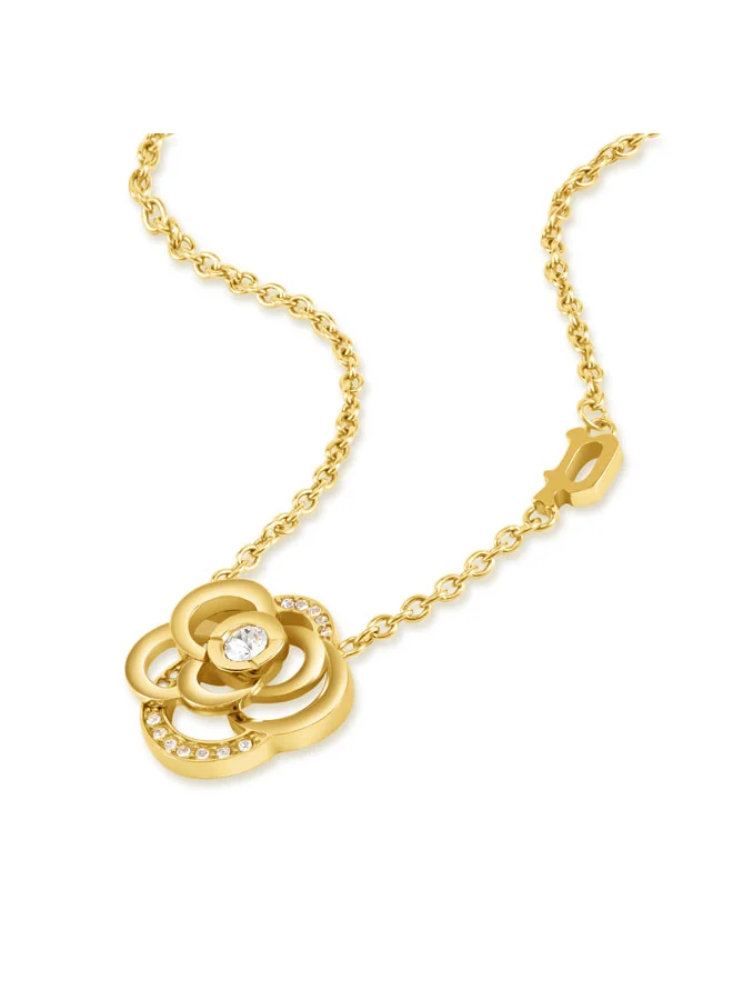 بوليس قلادة ستونروز ذهبية مرصعة بالكريستال بتصميم زهري للنساء