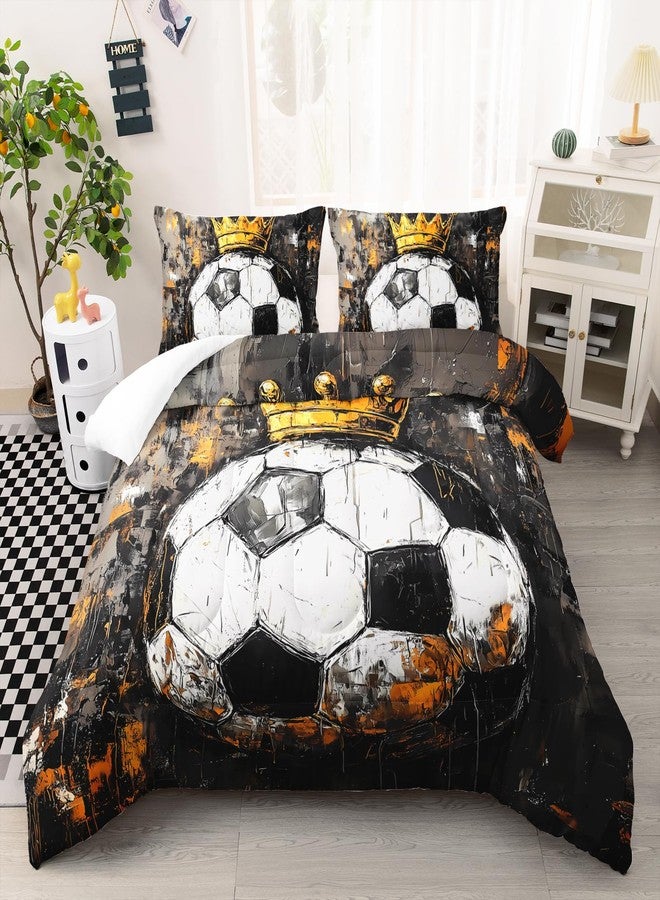 Nttopship Soccer Comforter Set King Size,Soccer Sport Print Bedding Set 3 Pcs Bed in A Bag for Youth and Adults,Soft Microfiber All Season Football Printed Themed Bedroom with 2 Pillowcases - Image 5