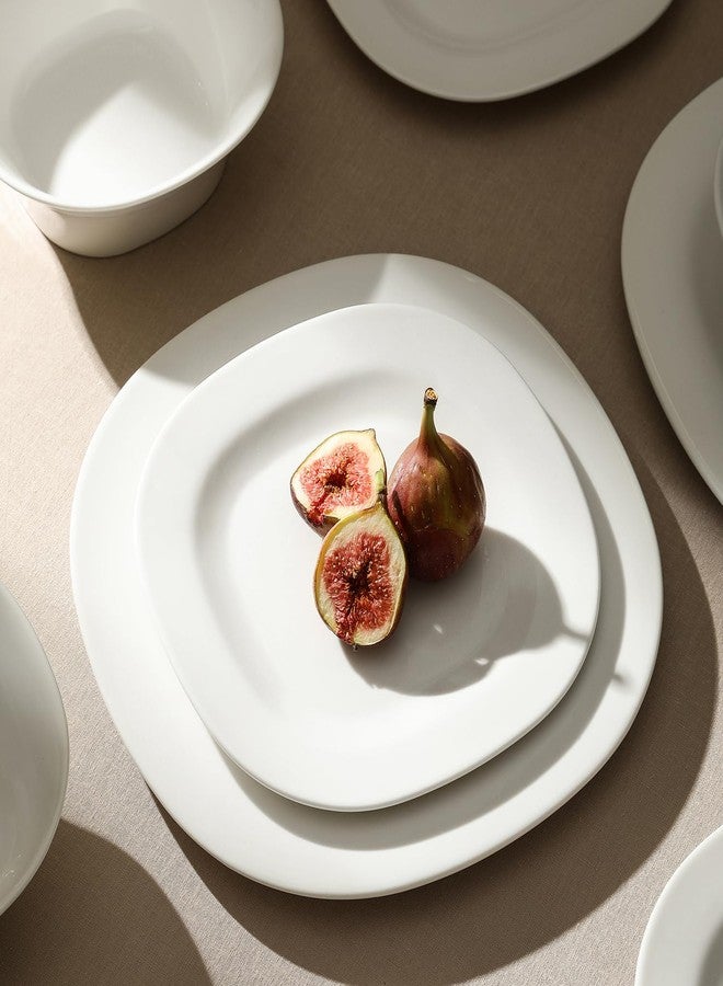 Stone Lain Quadro 4-Piece Dinner Plate Set Porcelain, White - Image 4