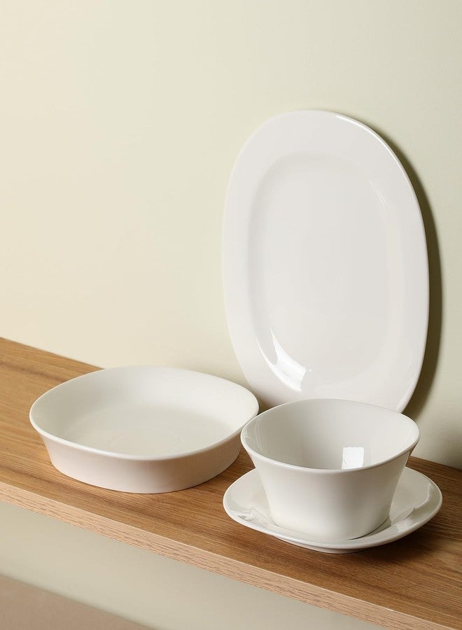 Stone Lain Quadro 4-Piece Dinner Plate Set Porcelain, White - Image 5