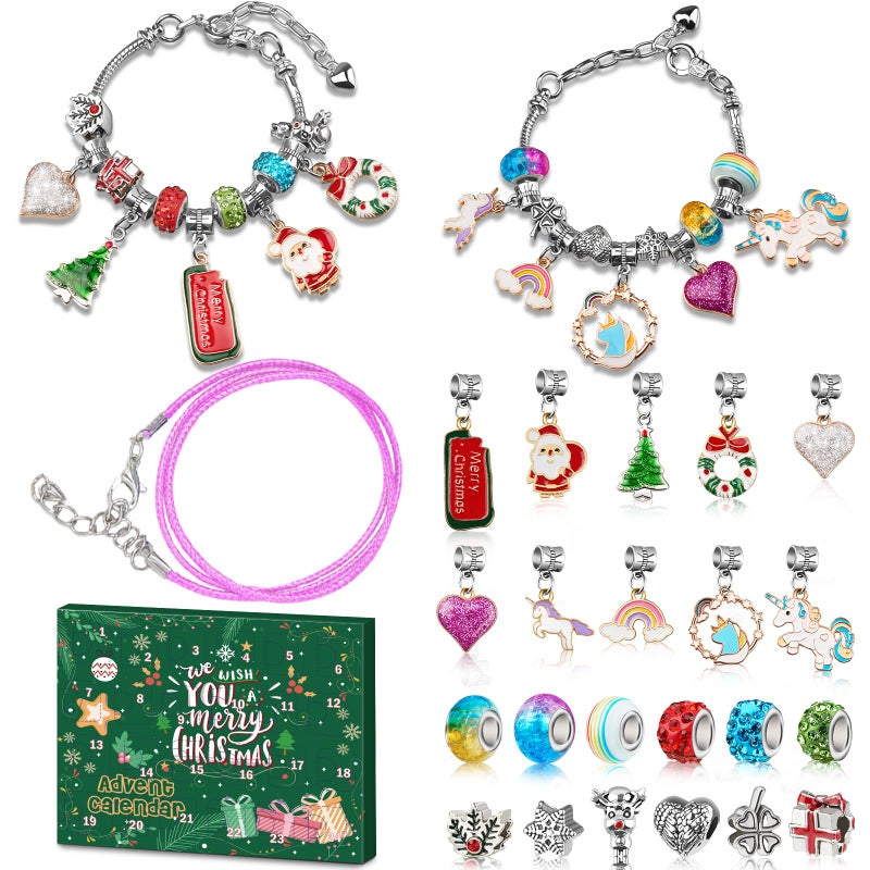 KOLBRIGHT Advent Calendar 2024 Girls Unicorn Christmas Themed Charm Bracelets Advent Calendars for Kids Teens 412 Best Friends Jewelry Making Kit Craft Toys Countdown Advent Calender for Teenagers Women - Image 2