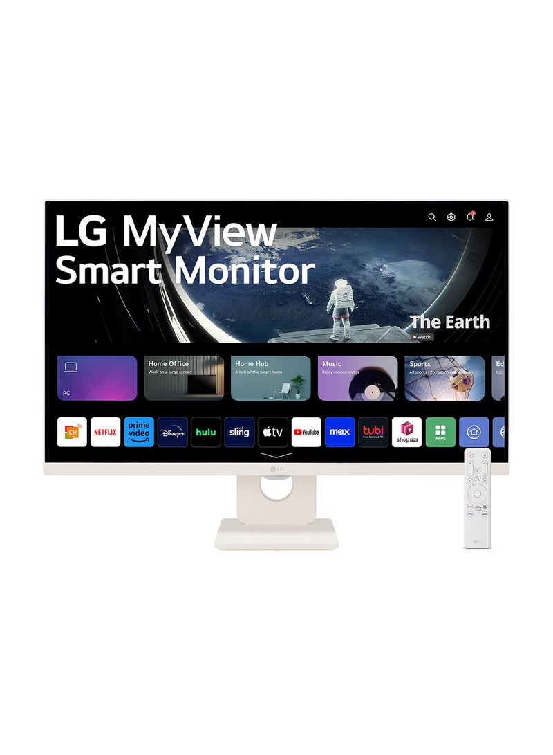 LG 27 inch Smart Wireless Monitor, FHD IPS Display, 100Hz Refresh Rate, 5ms Response Time, HDR 10, Smart Energy Saving, Flicker Safe, Reader Mode, Wi-Fi, Bluetooth, 27U511SA-W White - Image 1