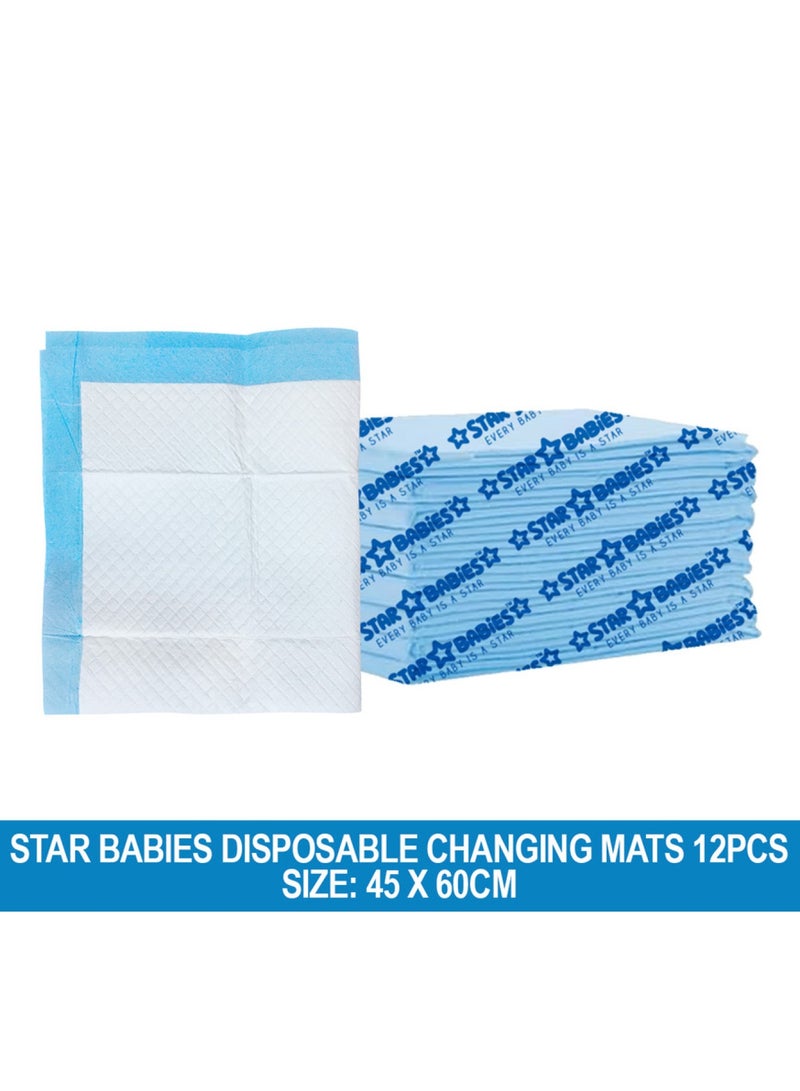 STAR BABiES حصيرة تغيير قابلة للاستخدام لمرة واحدة كبيرة 45 × 60 سم عبوة من 12 - زرقاء - Image 2