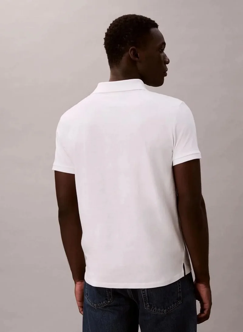 Calvin Klein Bright White Classic Logo Polo Shirt for Men | Best Price UAE