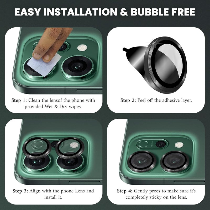 FIRST MART Camera Lens Protectors for Oppo Reno 14 (6.67 Inches) Tough HD Individual Aluminum Alloy Lens Ring Cover, Scratch Resistant, Thin Lens Protection| Black, 1 Pack - Image 2