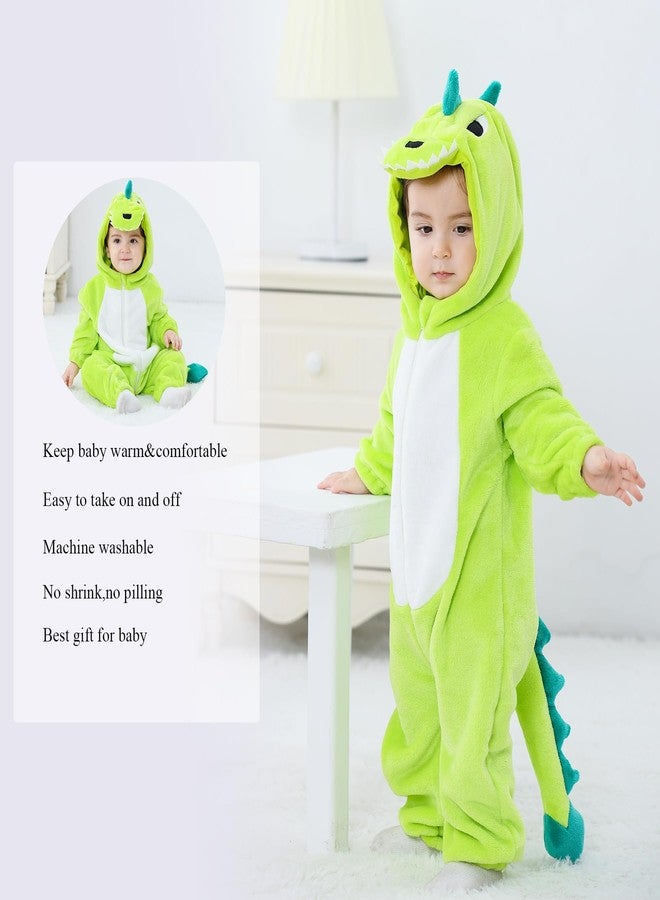 TONWHAR Unisex Baby Animal Halloween Costume Kid's and Toddler's Autumn Winter Outfits Jumpsuit(4T,Light Green Dino) - Image 4