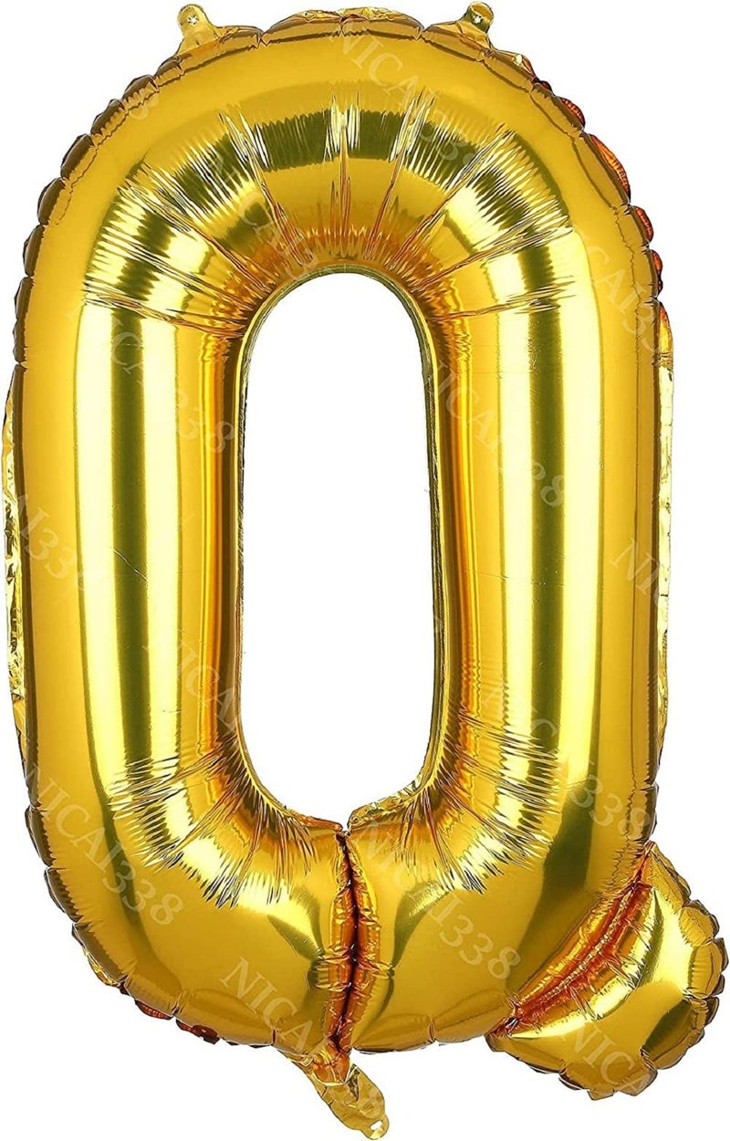 مانجو بالون زخرفة حفلة عيد ميلاد 40 بوصة رقائق عيد ميلاد كبيرة بالون الهيليوم اللون الذهبي مناسب لجميع المناسبات والمناسبات الأطفال الأطفال الأولاد والبنات الرجال النساء رسالة Q - Image 1