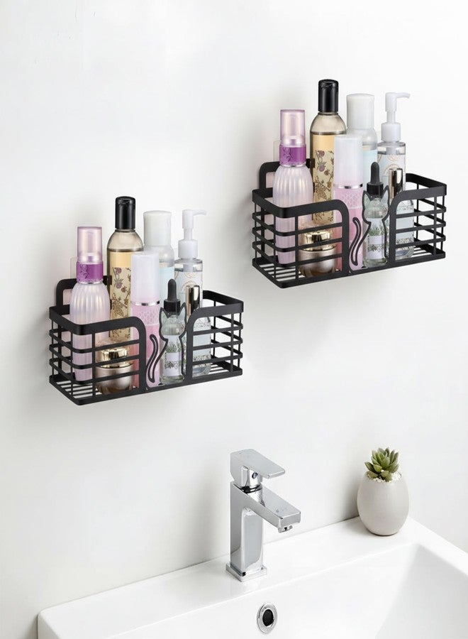 Otoolling 2 Pack Shower Caddy with Cat Black Metal Adhesive Shower Shelves Organizer Decorative Wall Mounted No Drilling Storage Shelf for Bathroom, Kitchen, Bedroom, Cats Lover Gifts - Image 2