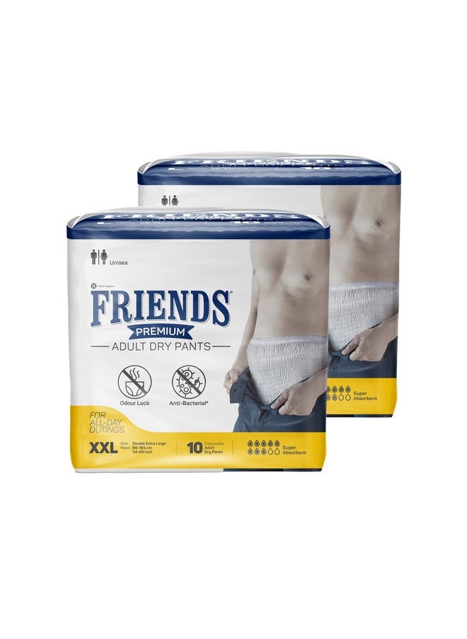 Friends Premium Adult Diapers Pants Style - 20 Count (Double Extra Large) with odour lock, Unisex, Leakproof, Elastic Waist and Anti-Bacterial Absorbent Core - Waist Size 34-65 Inch; 86-165 cm - pzsku/ZF7DE6B630D722DECE213Z/45/_/1738305910/9a157e51-b091-4141-8344-65319f078180