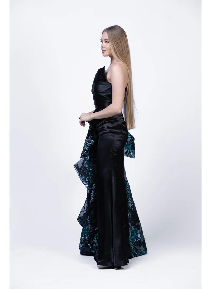 Fashonara  Silk Tube-Bodice Evening Dress with Organza Sash | Elegant Formal Gown for Women for Women | Best Price UAE