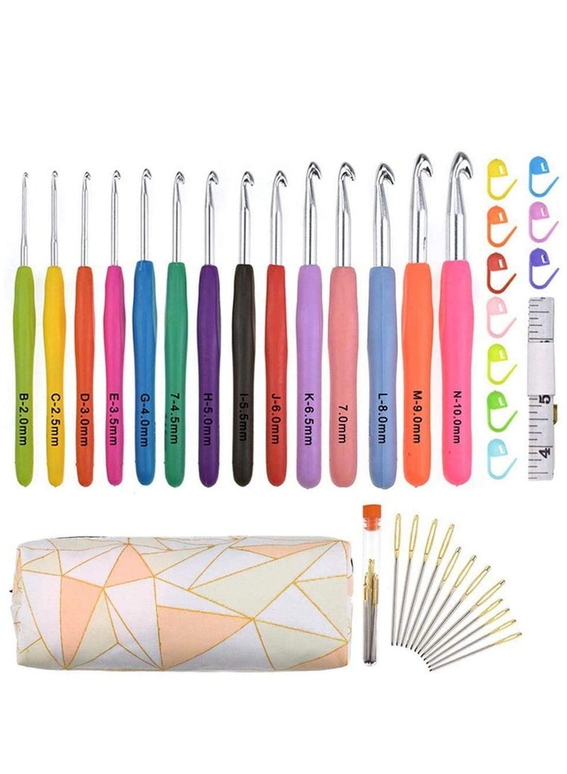 SOLARAE Crochet Hook Set Ergonomic Soft Grip Handles Crochet Knitting Needles Kit with Case Crochet Locks Big Eye Blunt Needle for Adults Beginners - Image 1